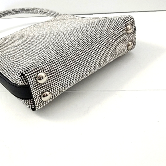 Women Mini Silver Rhinestone Top Handle Crossbody Bag - Picture 8 of 11